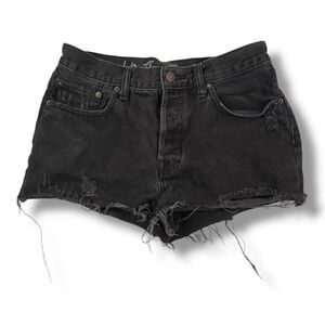 We The Free Sofia Distressed Black Cutoff Jean Denim Shorts Size 30
